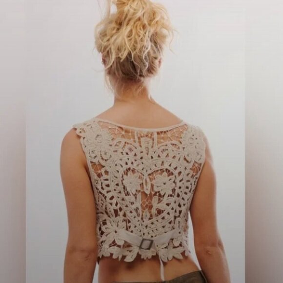 Free people Womens Bailey Crochet Vest Size XL New - Picture 3 of 8